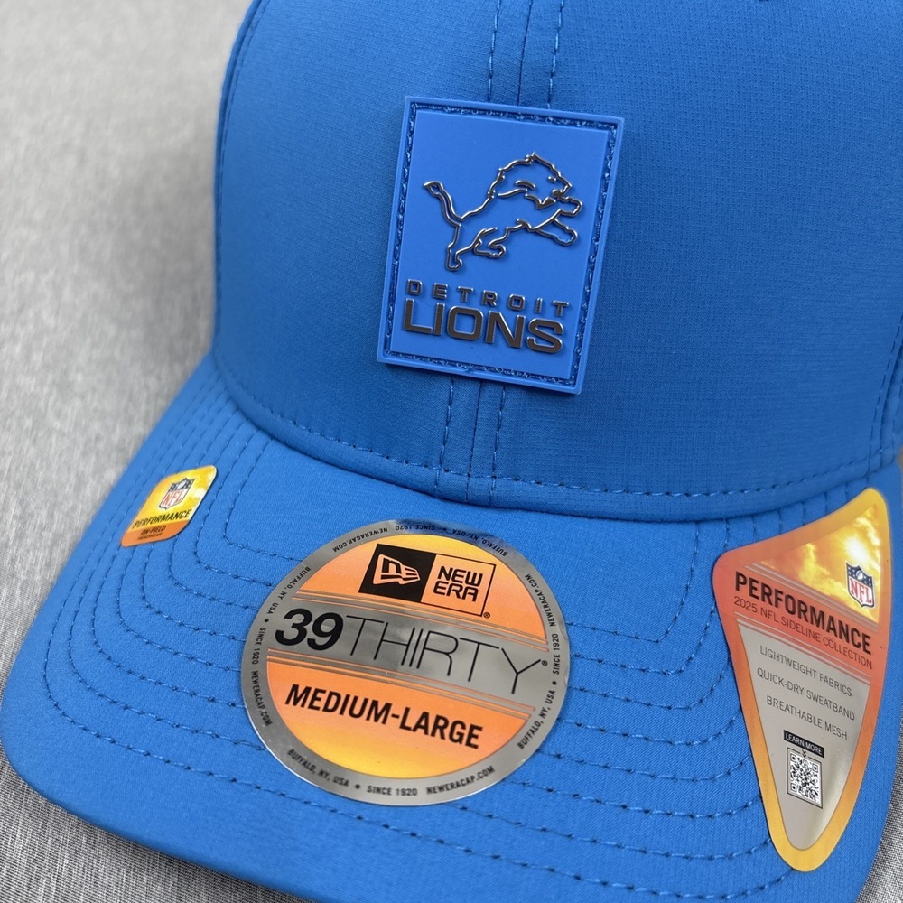 Detroit Lions New Era 39Thirty Medium_Large Size Side Line Collection Blue Color - Picture 2 of 10